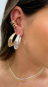 Brinco Argola em V Abaulada folheado a ouro 18K