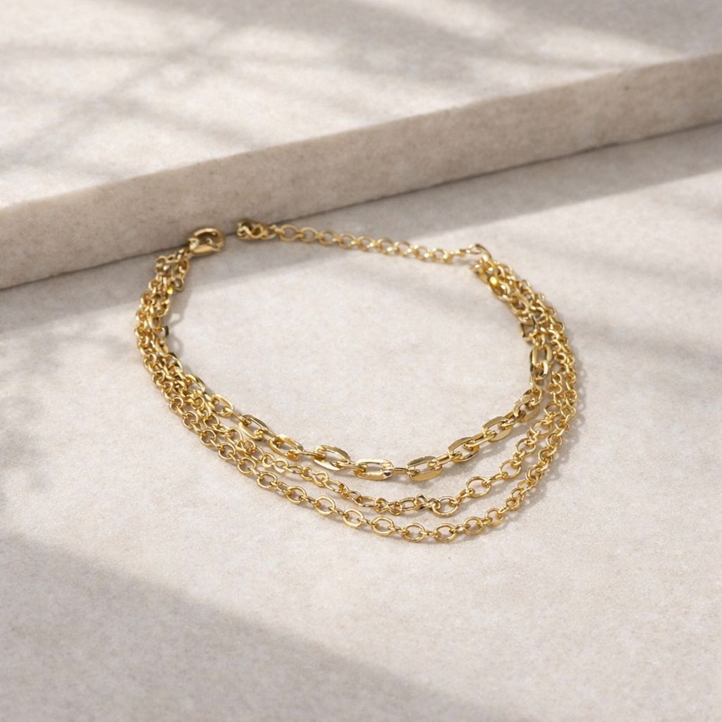 Pulseira de Elos Tripla folheada a ouro 18K