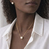 Conjunto de colar e brinco de pérola folheado a ouro 18k