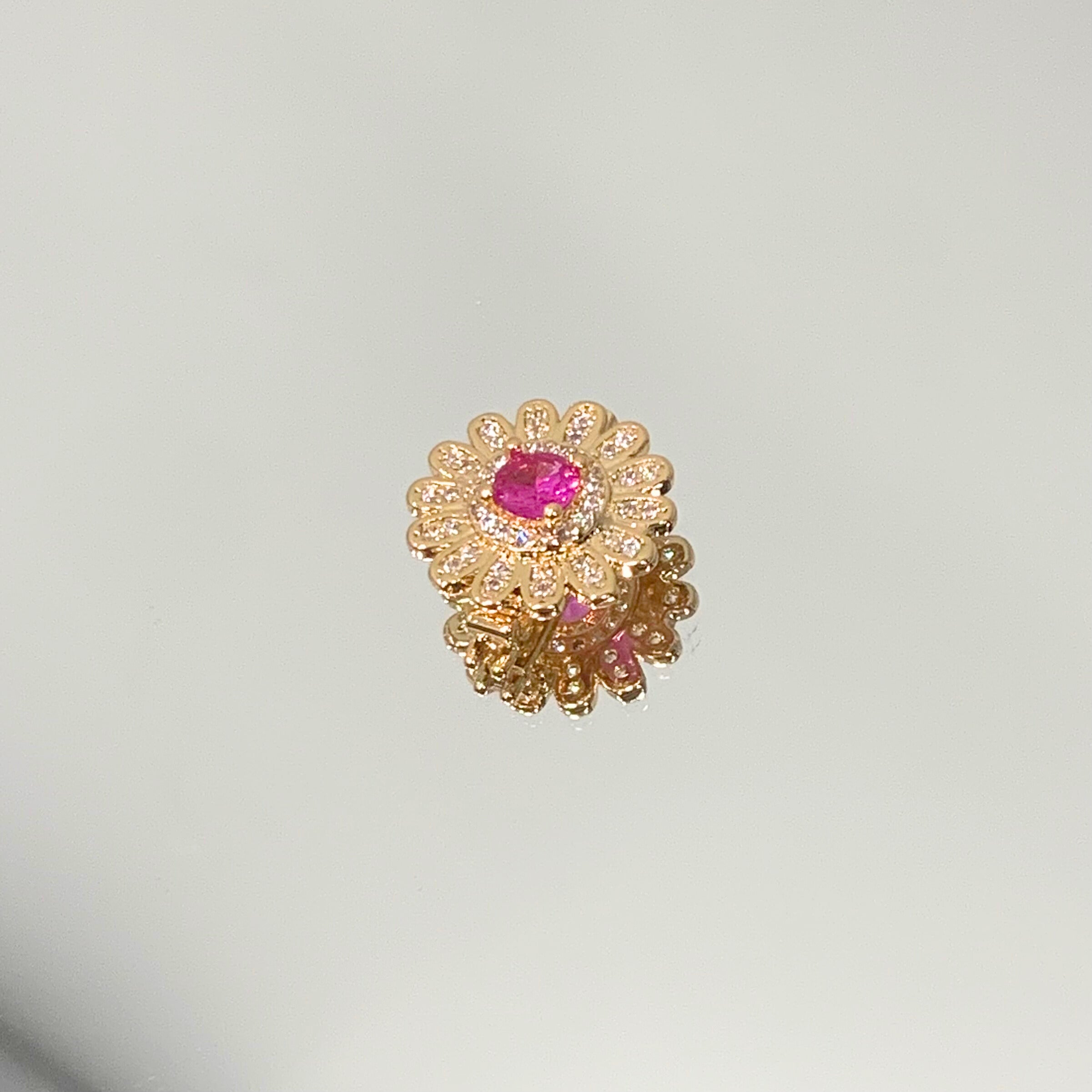 Pingente Charm Flor Rosa folheado a ouro 18K