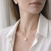 Conjunto de colar e brinco de pérola folheado a ouro 18k