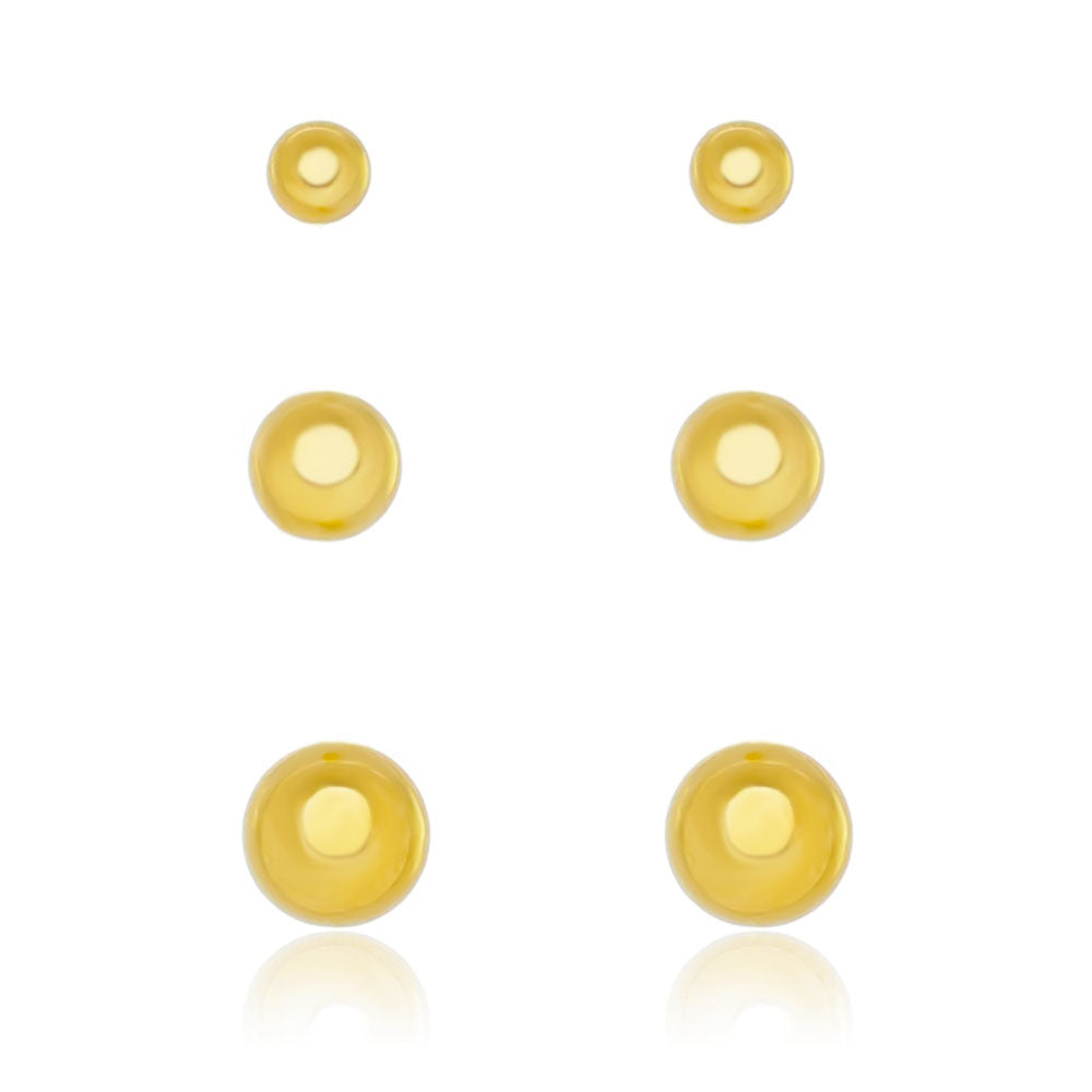 Brinco Trio de Bolinha folheado a ouro 18k