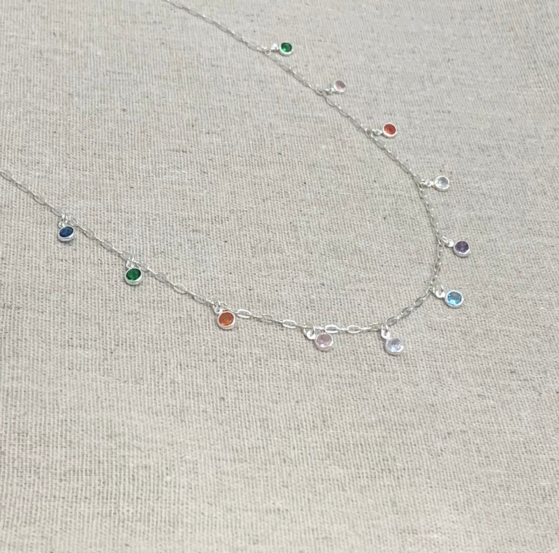 Choker zircônias Multicolor em prata 925