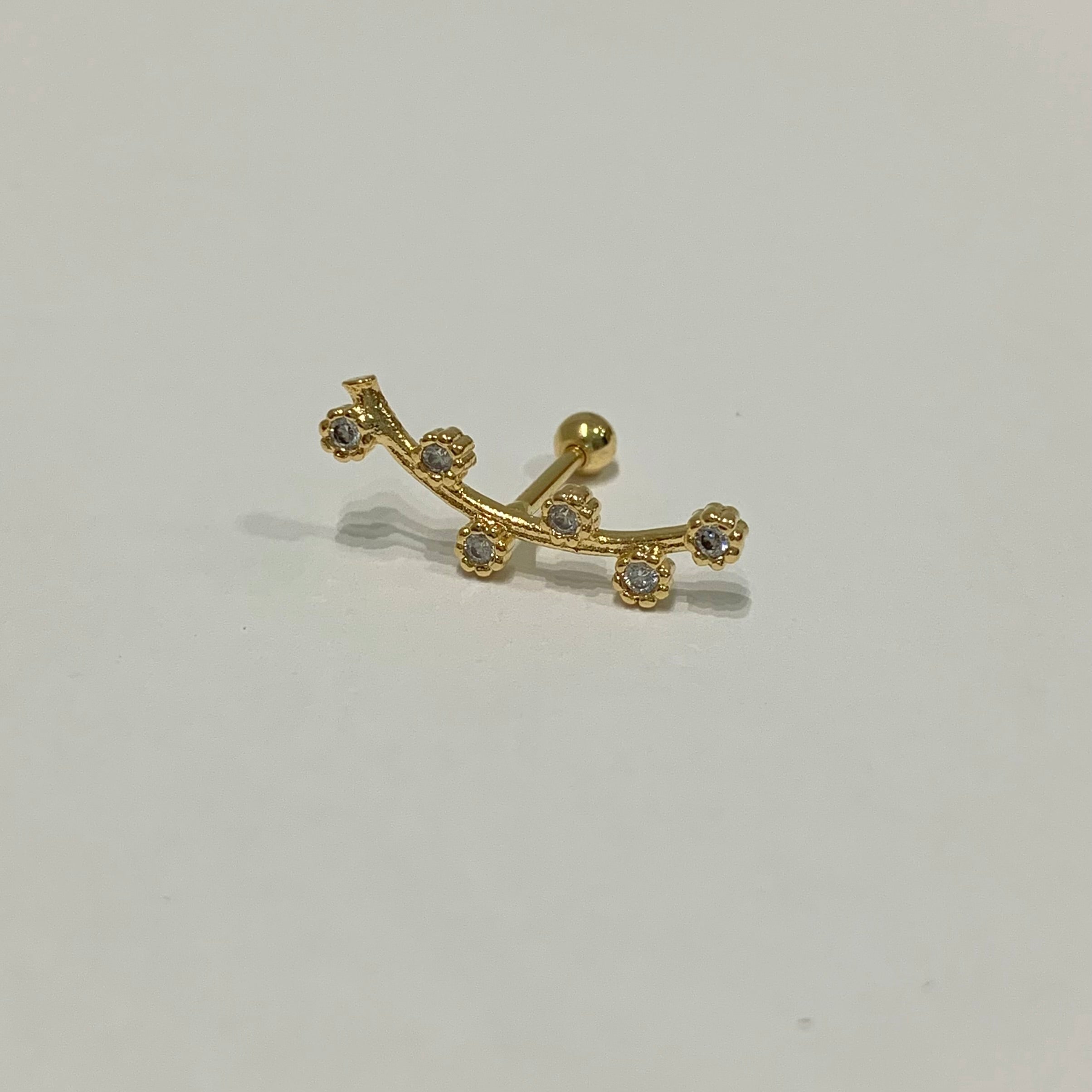 Piercing de furo fio cravejado folheado a ouro 18K