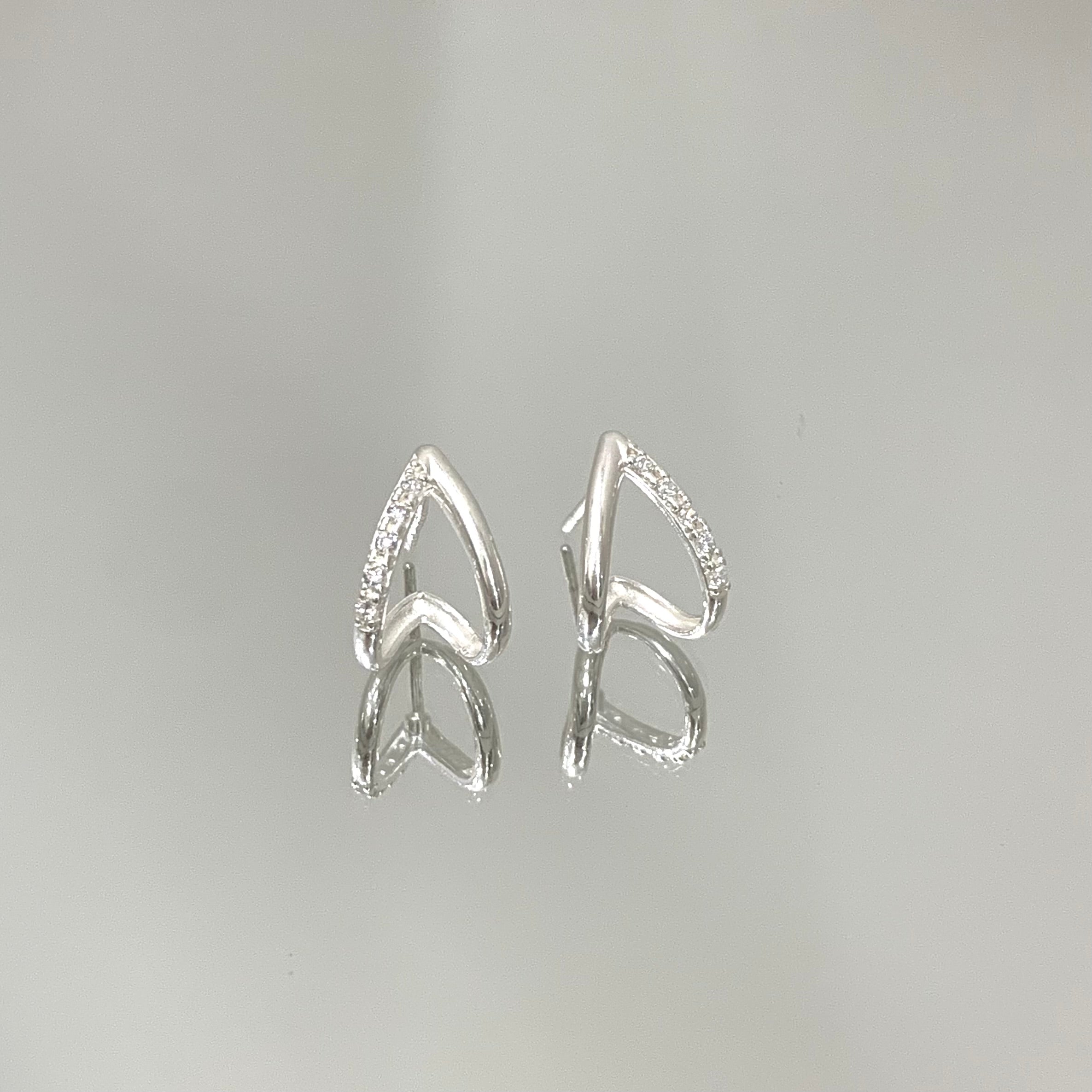 Brinco Ear Cuff V em prata 925