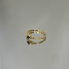 Anel Inglês safira e cristal folheado a ouro 18K