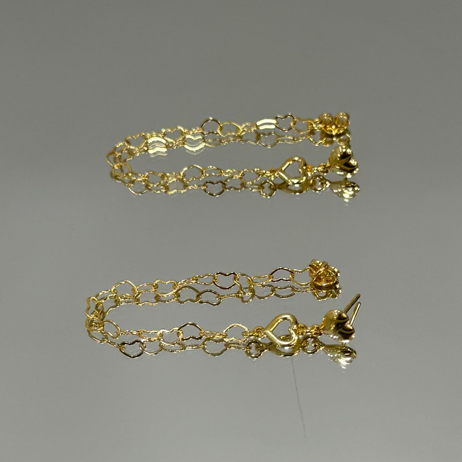 Brinco Ear Jacket elos coração folheado a ouro 18K