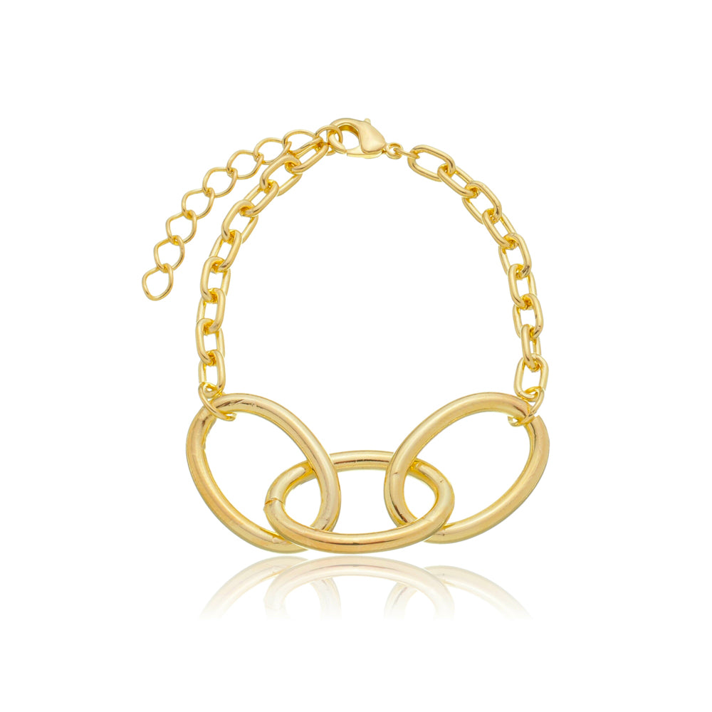 Pulseira 3 elos folheado a ouro 18K