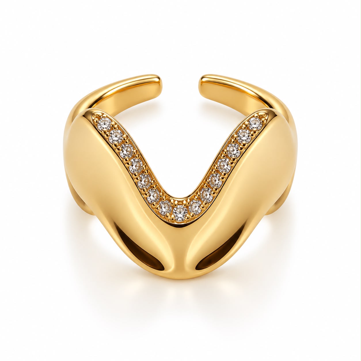 Anel regulável Organic folheado a ouro 18K