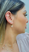 Brinco Argola Click 3 pérolas folheado a ouro 18K
