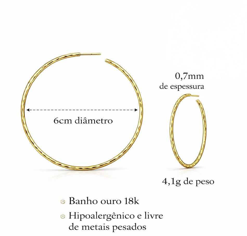 Brinco Argola Fio Facetado G folheado a ouro 18K