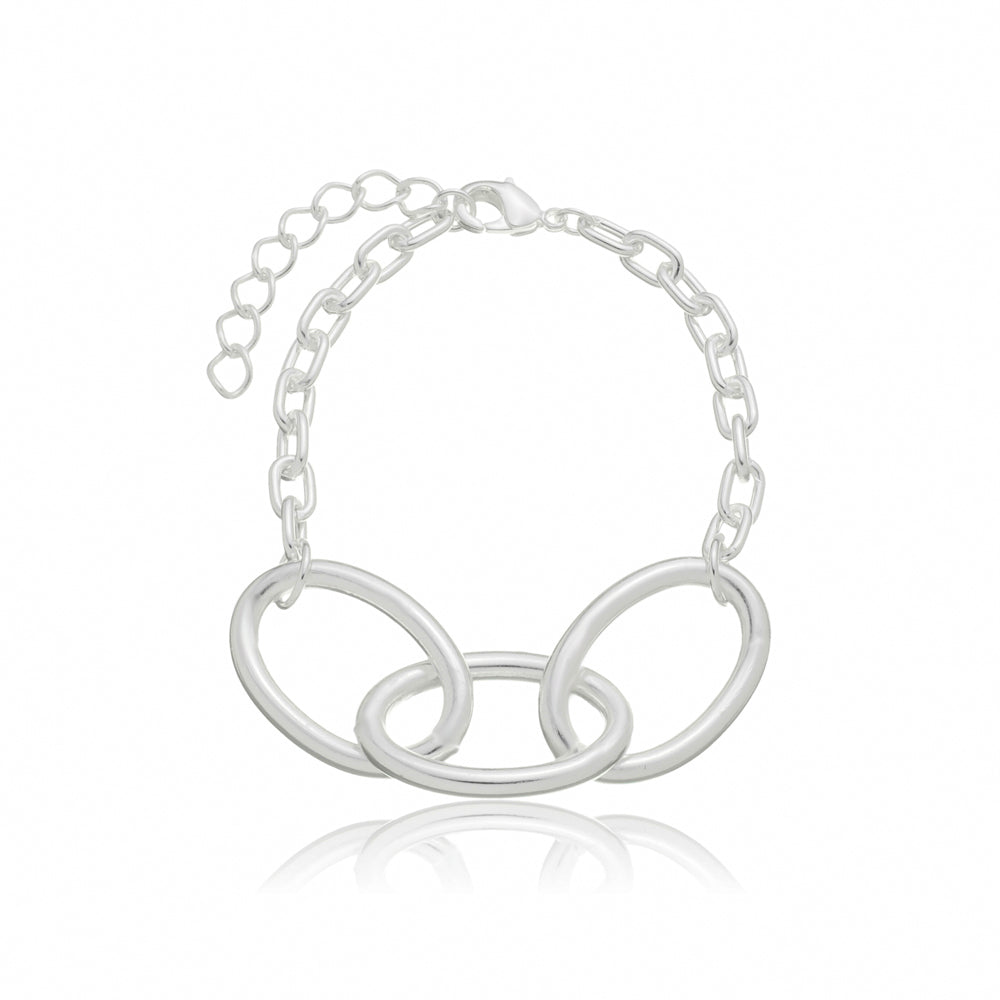 Pulseira 3 elos folheado a prata