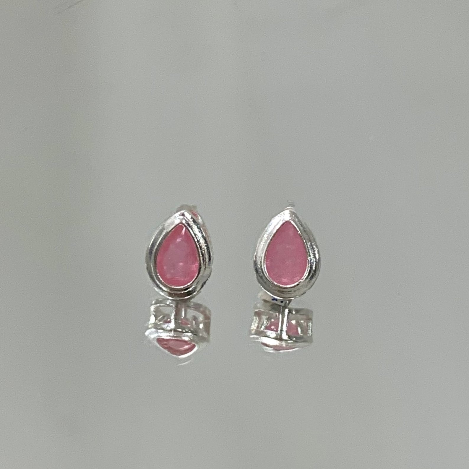 Brinco Gota rosa P folheado a prata