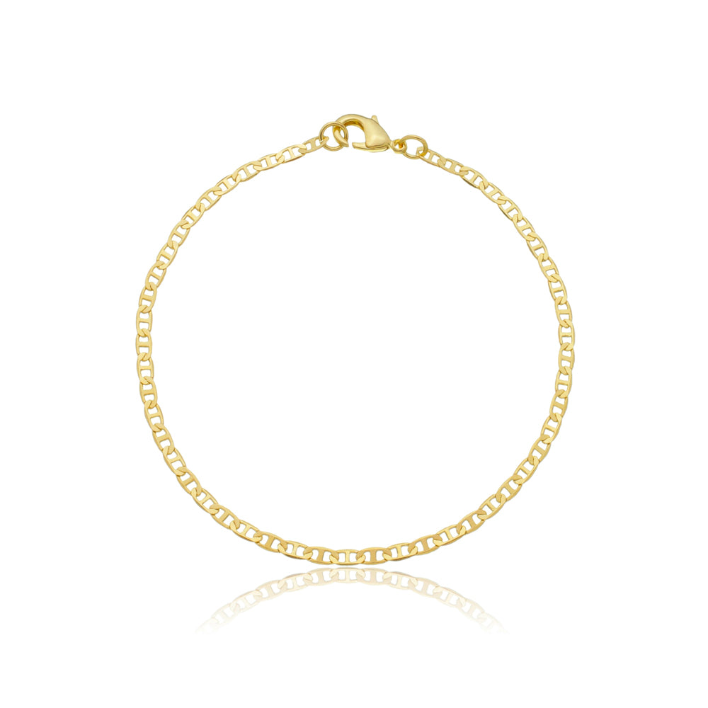 Pulseira piastrine 3mm, 20cm folheado a ouro 18K