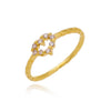 Anel falange de coração com microzirconias folheado a ouro 18k