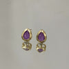 Brinco Gota ametista P folheado a ouro 18K