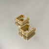 Brinco Argola Quadrada G frisada folheada a ouro 18K