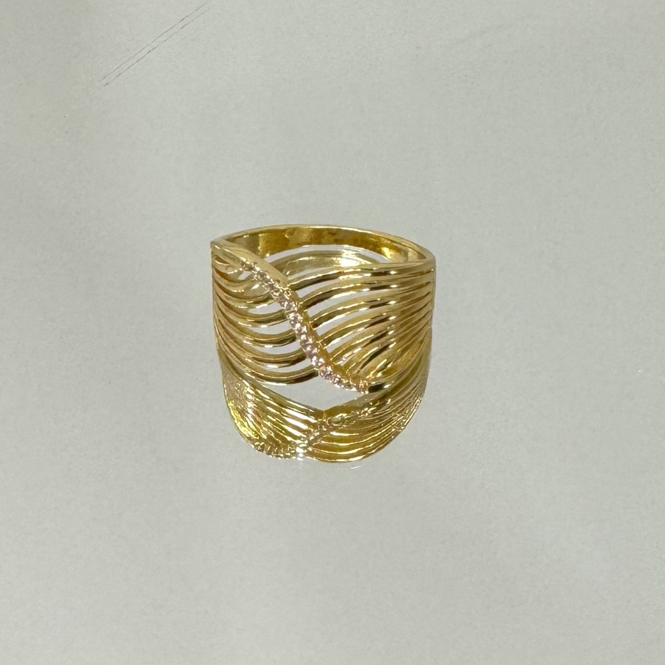 Anel 7 ondas folheado a ouro 18K