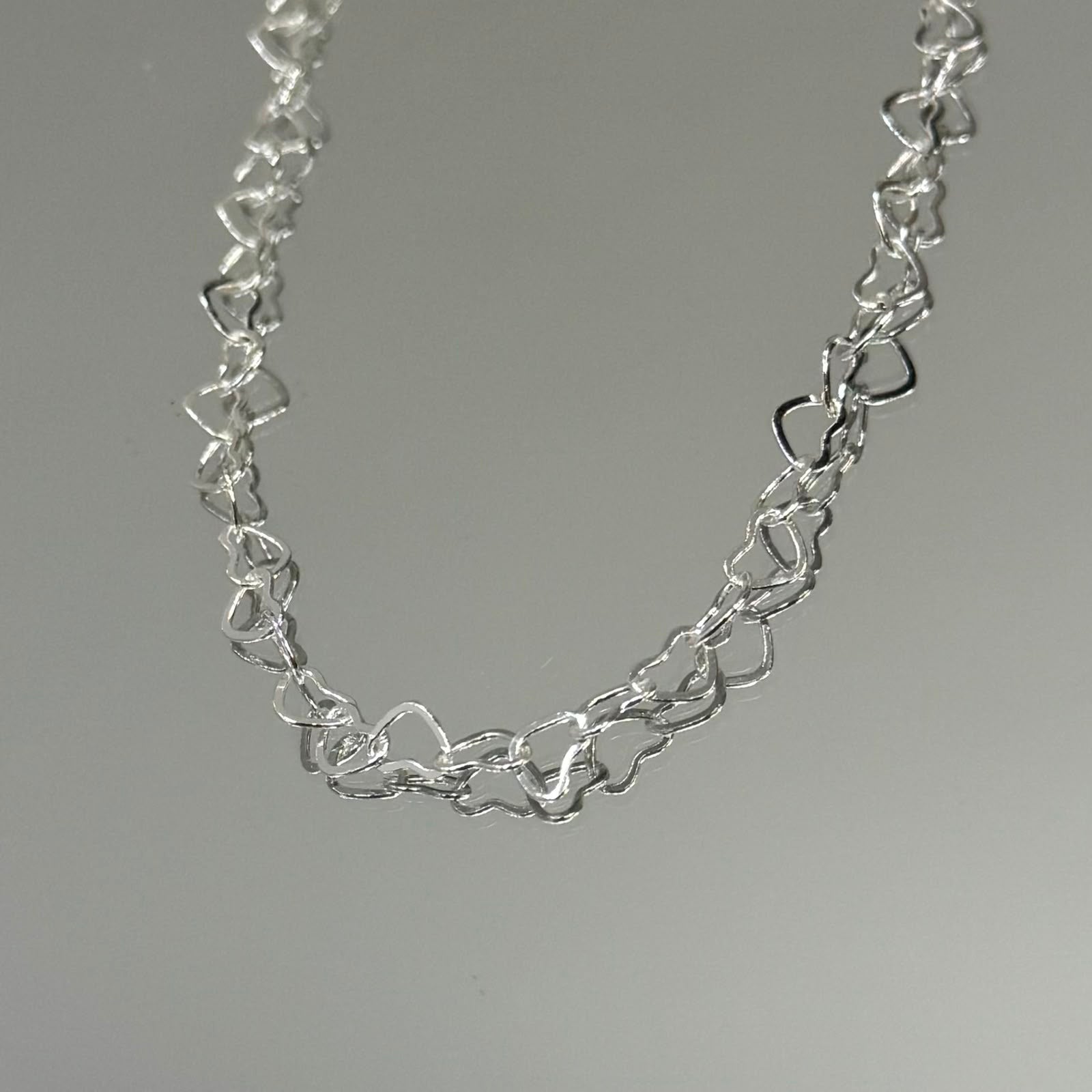 Choker Elos corações folheada a prata