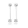 Brinco palito com 2 zirconia folheado a prata