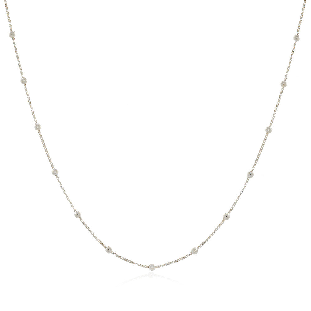 Choker micro bolinhas folheado a prata