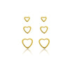Brinco trio de corações folheado a ouro 18k