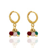 Brinco argolinha articulada cristais em 4 cores folheado a ouro 18k