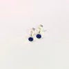 Brincos Azul Royal zircônia embutida 3mm em  Prata 925