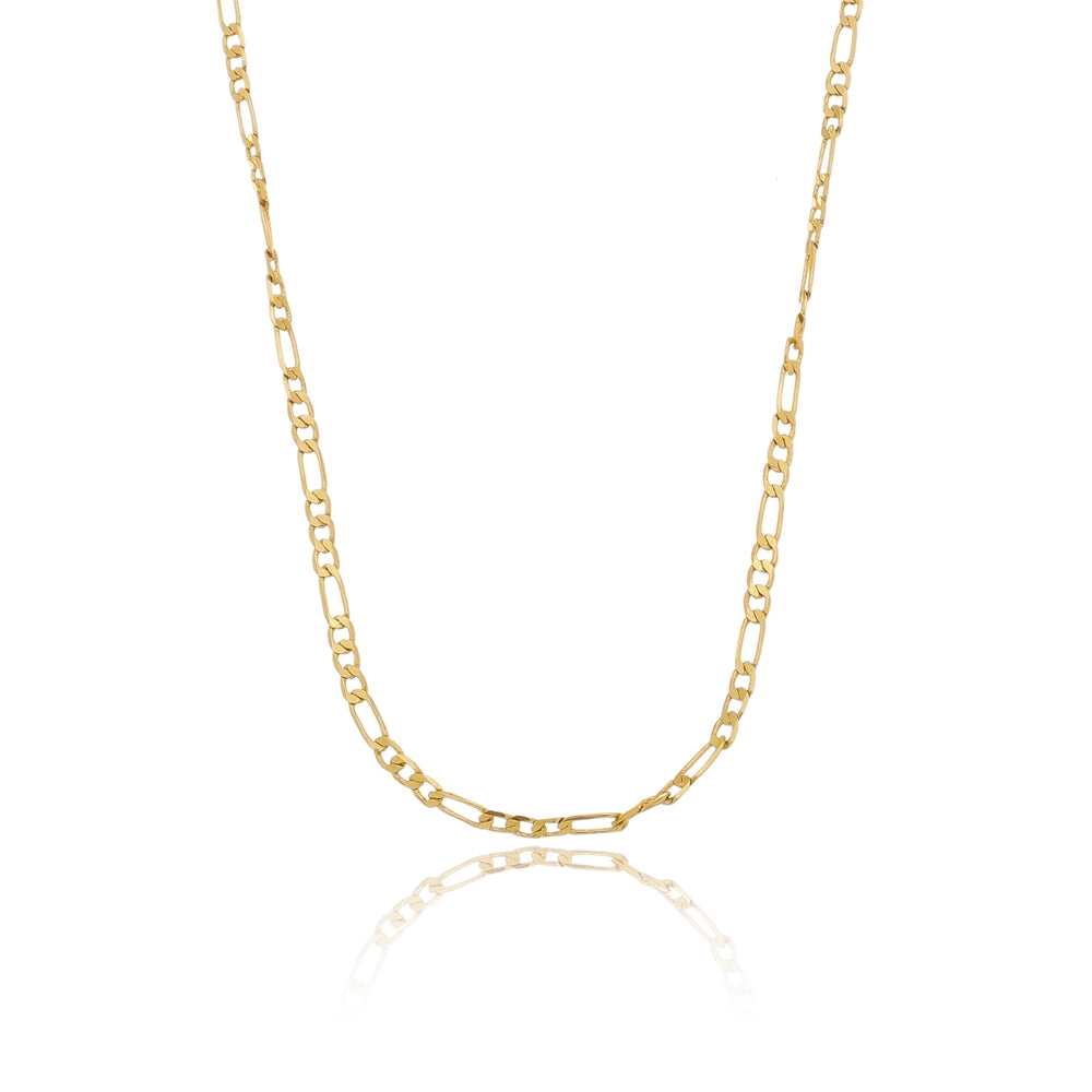 Corrente unissex alternada 3x1 folheada a ouro 18k