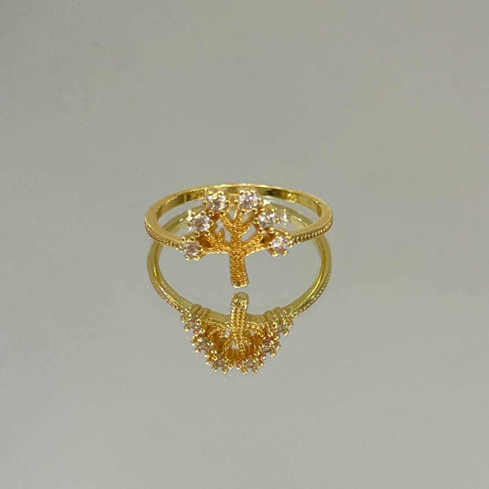 Anel Árvore da Vida folheado a ouro 18K