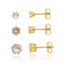 Brinco trio ponto de luz folheado a ouro 18k