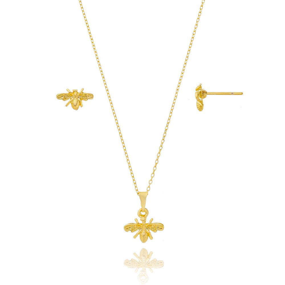 Conjunto Bee folheado a ouro 18k