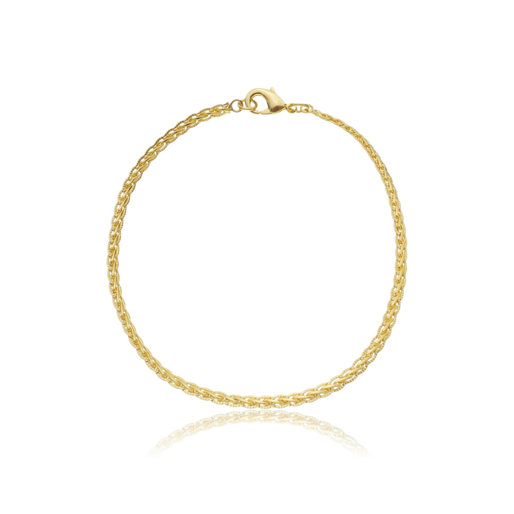 Pulseira trançada 3mm folheado a ouro 18K