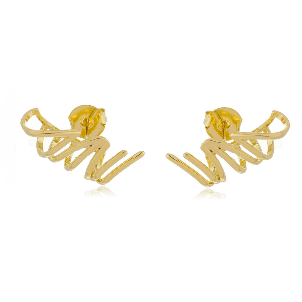 Brinco ear cuff straw folheado a ouro 18k