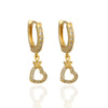 Brinco argola articulada coração de microzircônia folheado a ouro 18k