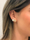 Brinco Redondo lateral cravejada folheado a ouro 18K