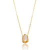 Colar cristal cor morganita oval folheado a ouro 18k