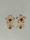 Brinco Flozinha Vermelha folheado a ouro 18K