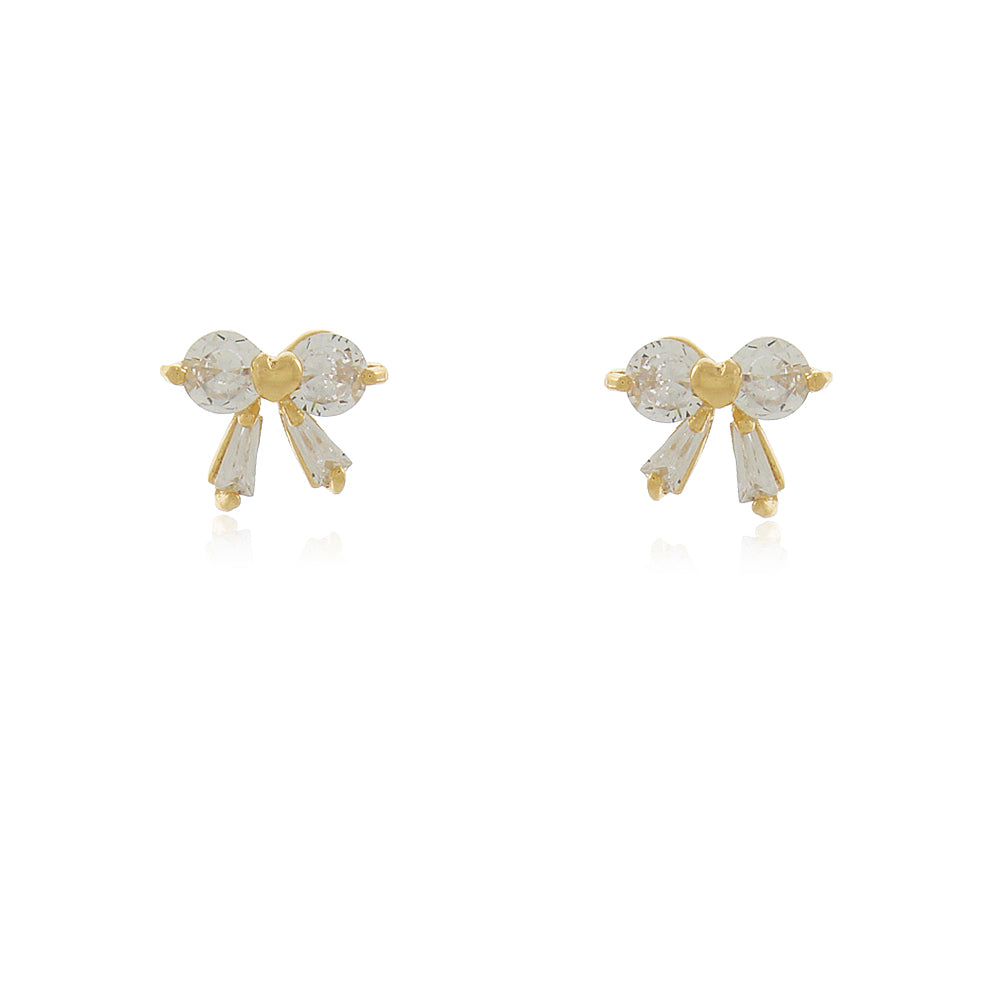 Brinco Laço de zirconia folheada a ouro 18k