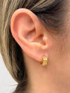 Brinco argolinha 3 fileiras P folheado a ouro 18k