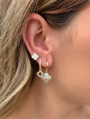 Brinco Argola click trevo preenchido folheado a ouro 18K