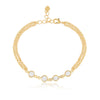 Pulseira dupla portugues com 4 pontos folheado a ouro 18k
