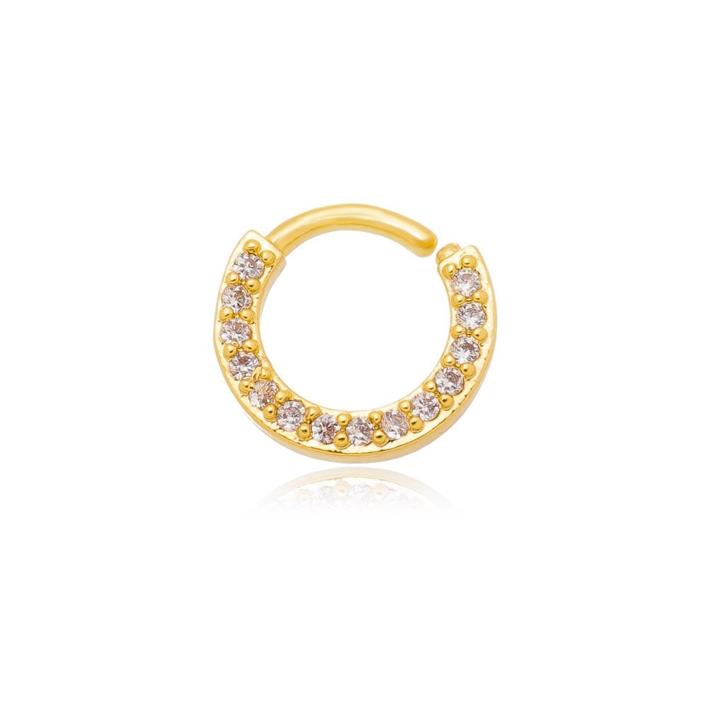 Piercing de furo argola cravejada folheado a ouro 18k