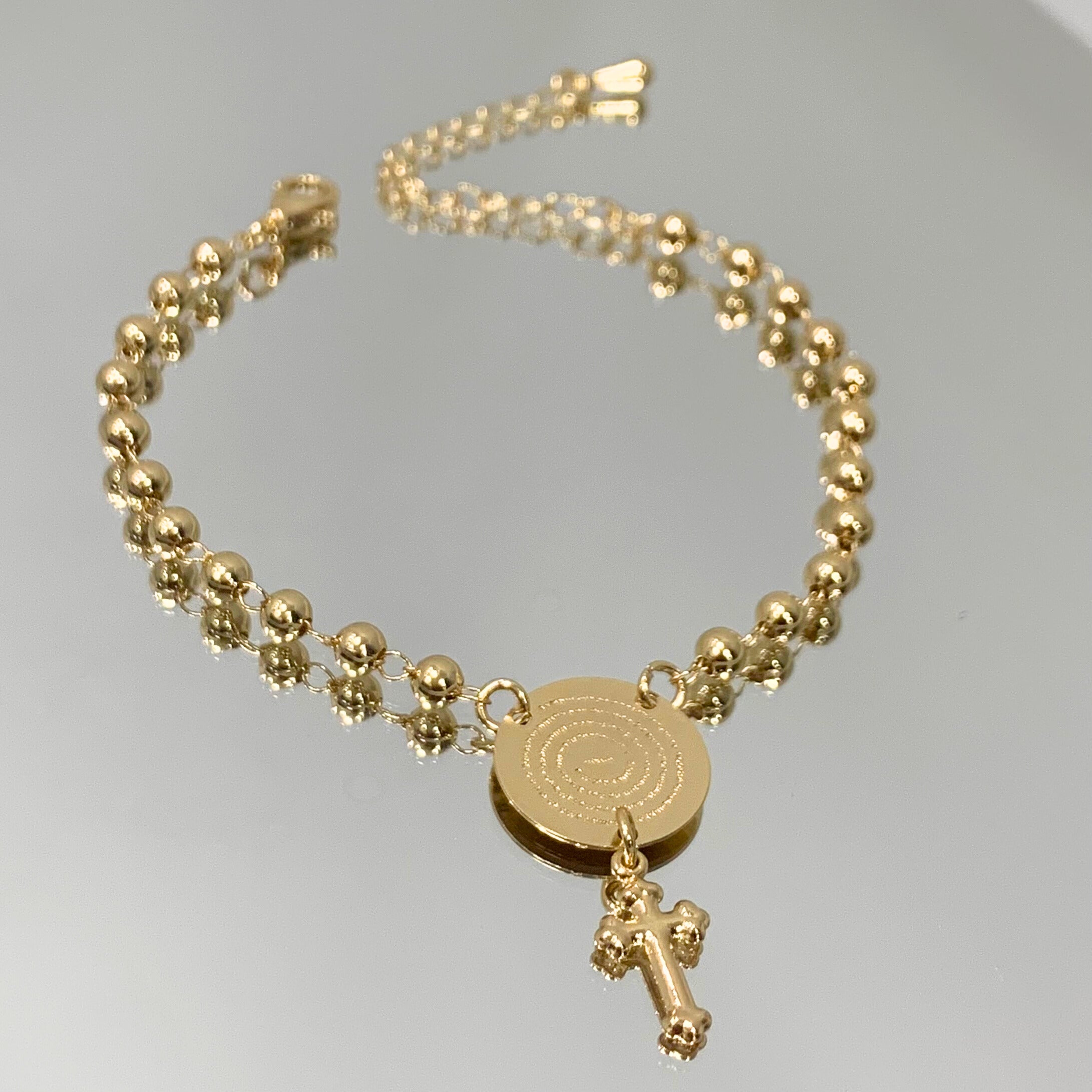 Pulseira Terço Pai Nosso folheada a ouro 18K